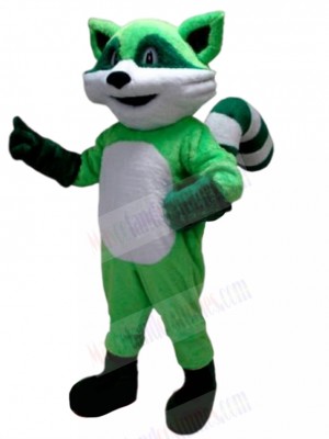 Green and White Cat Mascot Costume Animal