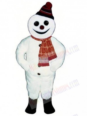 Smiling White Snowman Yeti Mascot Costume Cartoon