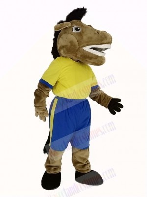 Broncho Horse in Yellow T-Shirt Mascot Costume