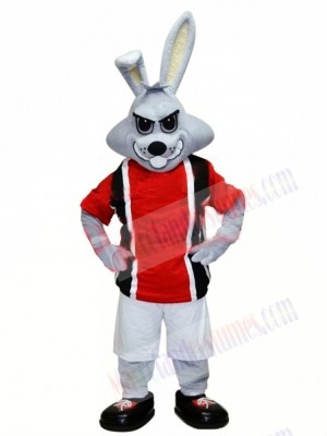 Sporty Gray Rabbit Mascot Costume  