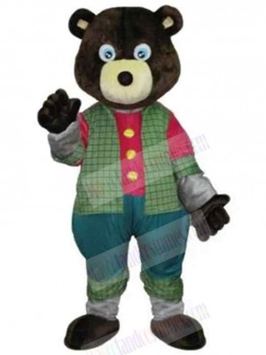 Bear in Green Vest Mascot Costume For Adults Mascot Heads