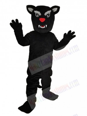 Fierce Black Panther with Red Nose Mascot Costume