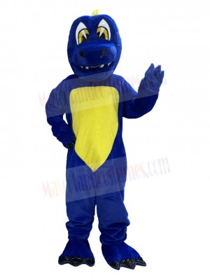 Dark Blue Dinosaur with Yellow Belly Mascot Costume
