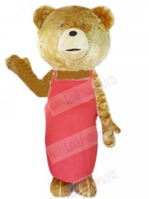 Bear with Red Apron Mascot Costume Animal