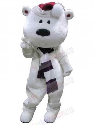 Bear with Black and White Scarf Mascot Costume Animal
