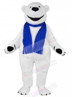 Blue Scarf Polar Bear Mascot Costume For Adults Mascot Heads