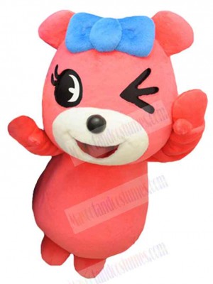Happy Pink Bear Mascot Costume Animal