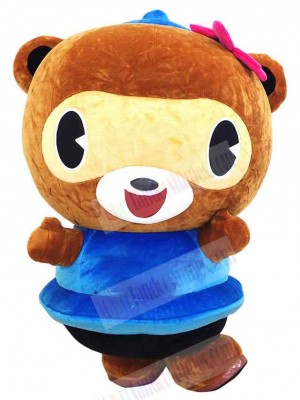 Bear in Blue Dress Mascot Costume Animal