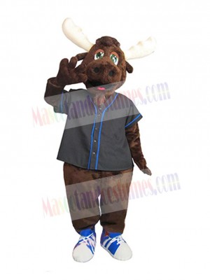 Moose with Green Eyes Mascot Costume Animal