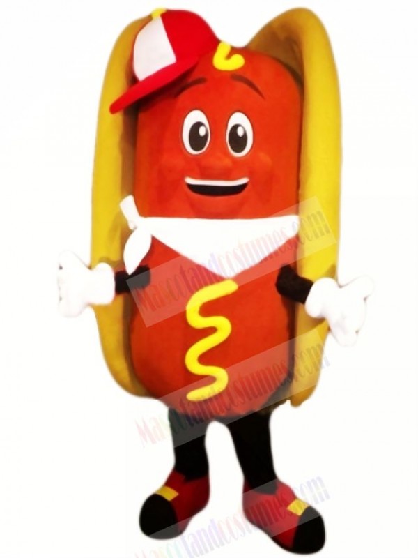 Happy Hot Dog Mascot Costume Cartoon