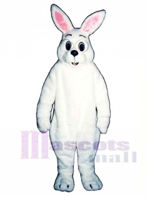 Cute Easter Bunny Rabbit with Glasses Mascot Costume