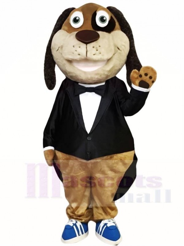 Brown Dog Mascot Costumes in Tuxedo Animal