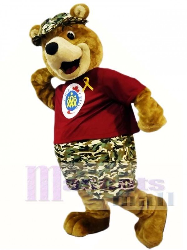 Camouflage Pants Bear Mascot Costumes