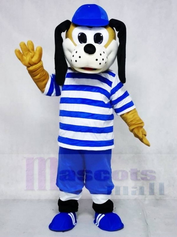 Dog in Blue Striped Shirt Mascot Costumes Animal 