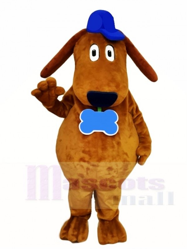 Brown Dog Mascot Costumes with Blue Hat Animal  
