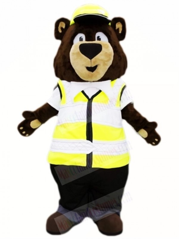 Traffic Police Brown Bear Mascot Costumes Animal