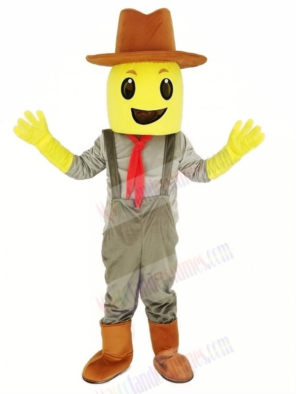 Blockhead Corn Crop Cowboy Mascot Costume