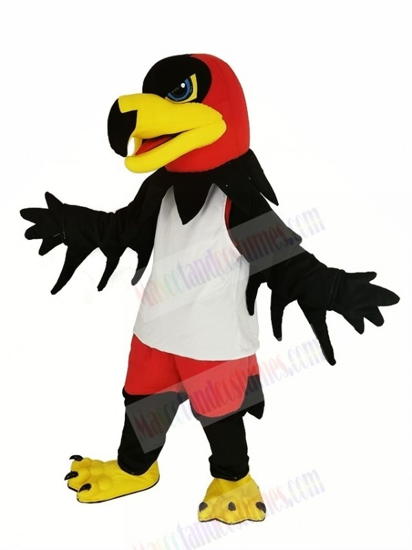 Black Night Hawk with White Vest Mascot Costume