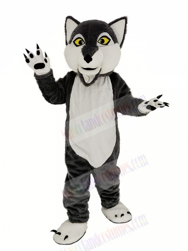 Long-haired Gray Wolf Mascot Costume Animal