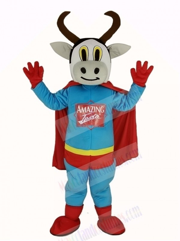 Super Cow Cattle with Red Cloak Mascot Costume