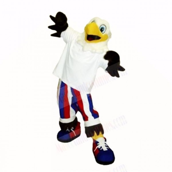 Smiling White Freedom Eagle Mascot Costumes Cartoon